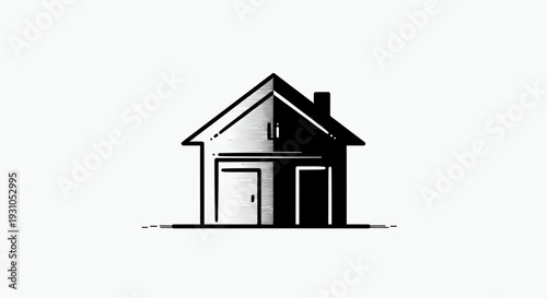 Minimalist House Icon: Modern Home Symbol with Geometric Lines and Contrast