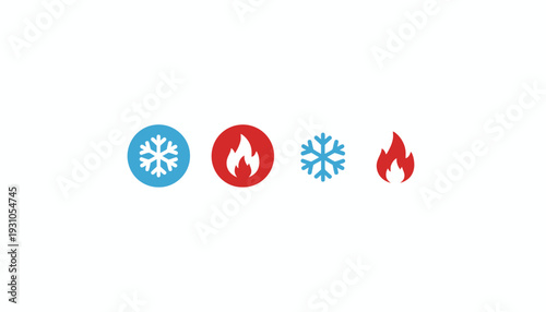 Four icons representing different temperatures and heating or cooling.