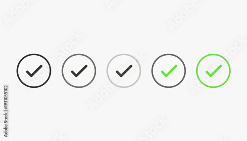 Set of four checkmark icons in different styles and colors.