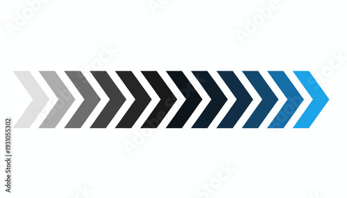 Series of arrows in different shades of gray and blue pointing to the right.