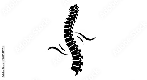 Human Spine Icon with Flowing Lines - Chiropractic, Health, and Wellness Concept