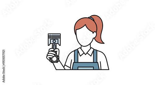 Female Mechanic Holding Piston, Auto Repair, Car Service, Professional Woman