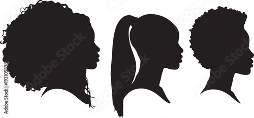 Powerful black and white silhouette illustration celebrating international women's day on march eighth representing unity strength and female diversity in a bold graphic design