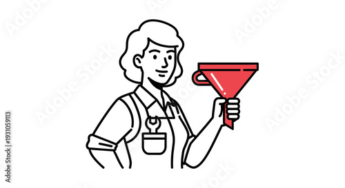 Woman Mechanic Holding Funnel, Representing Maintenance and Repair Services