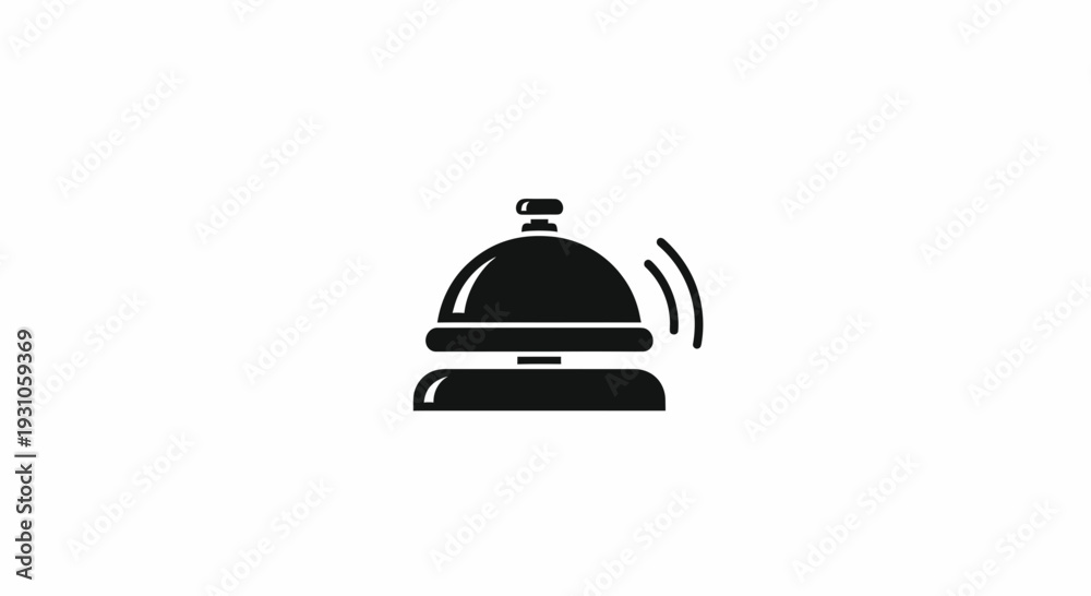 Obraz premium Vintage Hotel Bell Icon, Service Call, Reception Desk, Vintage Style