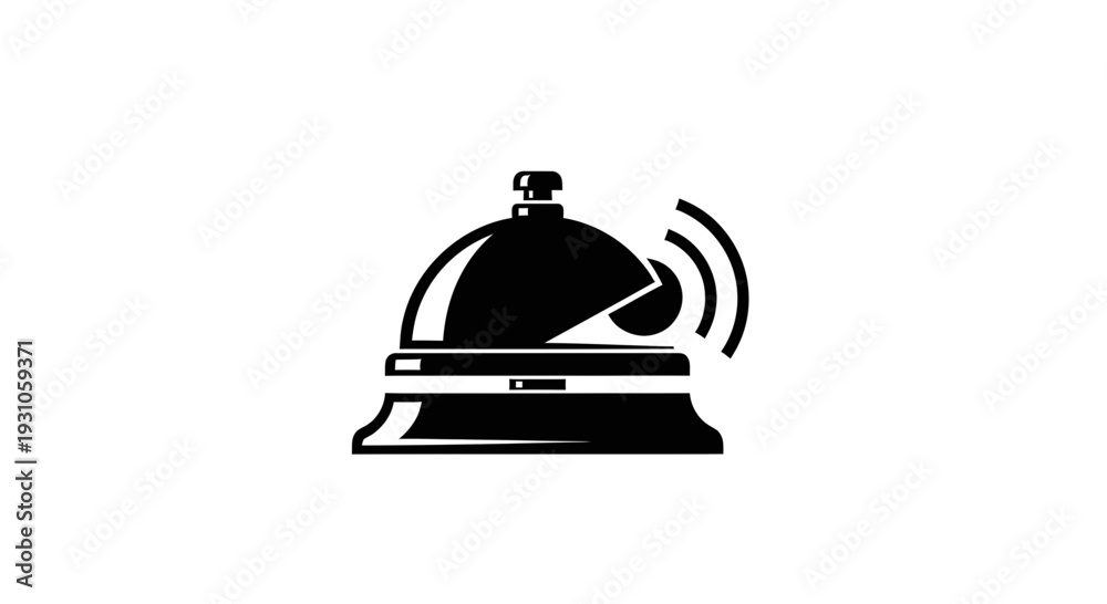 Obraz premium Vintage Hotel Bell Icon, Vintage Service Bell, Ring for Service Concept