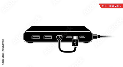 USB-C Power Bank with Multiple Ports and Connected Cable, Portable Charger for Devices