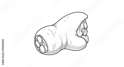 Surreal alien creature with multiple eyes and strange mouth, black and white sketch