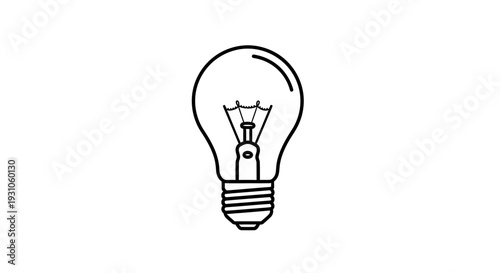 Simple Line Drawing of an Incandescent Light Bulb on a White Background