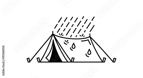 Tent in Rain Icon - Waterproof Camping Gear and Outdoor Adventure