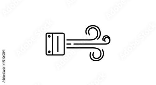 Ventilation Icon: Airflow Symbol with Swirling Wind and Square Outlet