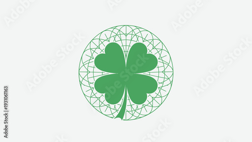 Green Four Leaf Clover Illustration Design.