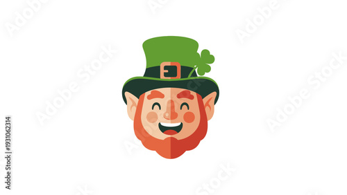 Cartoon Leprechaun Head with Green Hat.