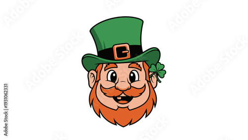Cartoon Leprechaun Character with Green Hat.