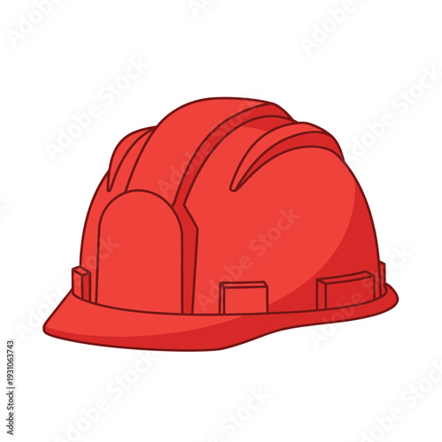 Red Hard Hat Safety Helmet, Construction Industry Protective Gear, Isolated on White Background