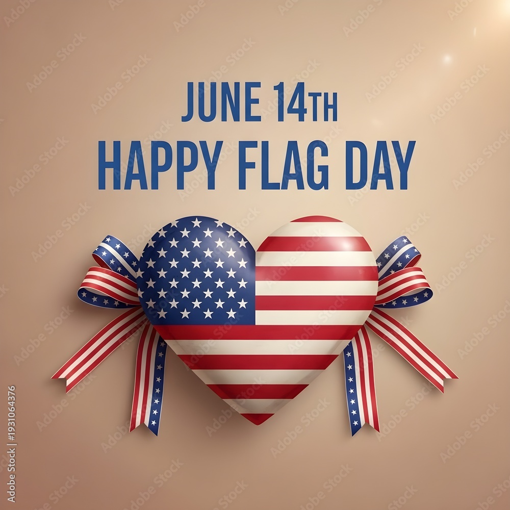 Obraz premium Happy Flag Day june 14th american heart patriotic