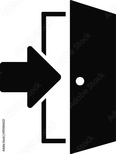 Exit door icon, logout arrow symbol, user sign out concept, access control, security interface, minimal flat vector illustration, isolated design