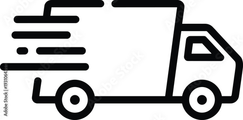 Fast delivery truck icon vector, express shipping symbol, logistics transport concept illustration, courier service sign, minimal outline design, modern flat graphic