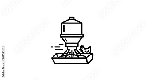 Chicken Feeder Icon: Poultry Farming Equipment and Bird Feeding Concept