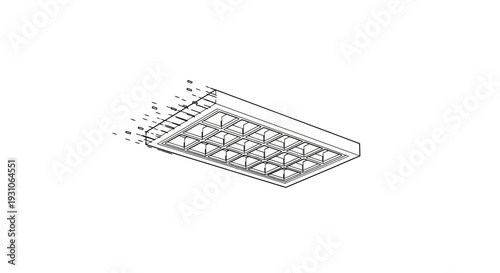 Ceiling light fixture, recessed grid light, office lighting, modern interior design, architectural element