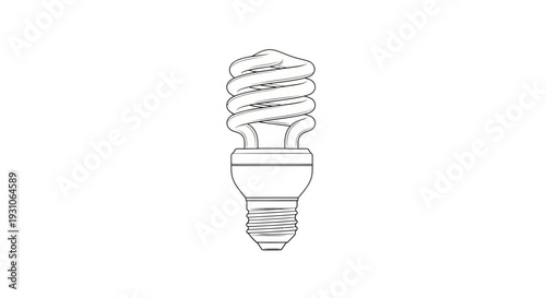 Compact Fluorescent Light Bulb Line Art Illustration