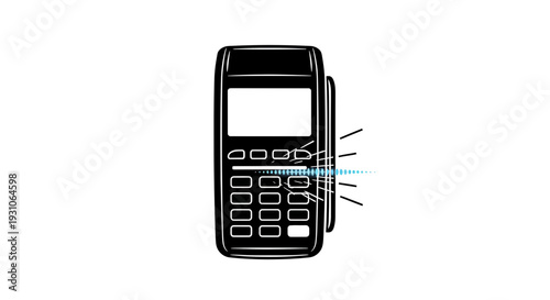 Contactless Payment Terminal with NFC Technology Sending Signal for Transaction