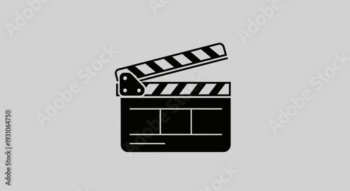 Classic Black Clapperboard Icon for Film Production and Video Making
