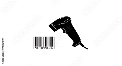 Barcode Scanner Reading Product Code with Red Laser Line