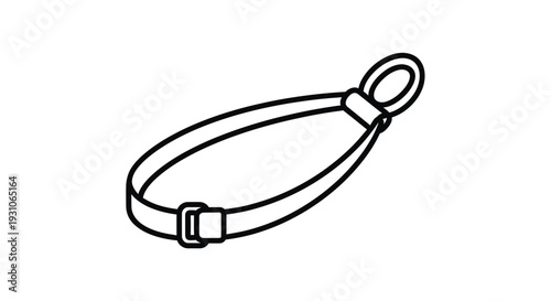 Adjustable Dog Collar with Buckle and D-Ring, Line Art Icon
