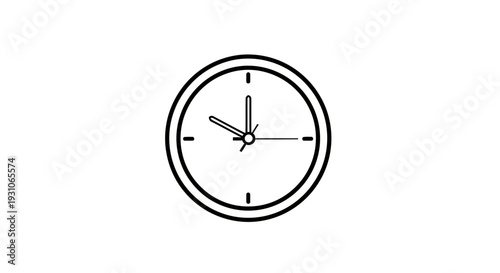 Simple Line Art Clock Icon, Minimalist Time Symbol