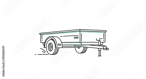 Simple Line Drawing of a Flatbed Trailer on White Background