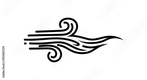 Stylized Black and White Wind Swirls Icon