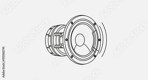 Stylized Line Drawing of a Speaker Emitting Sound Waves