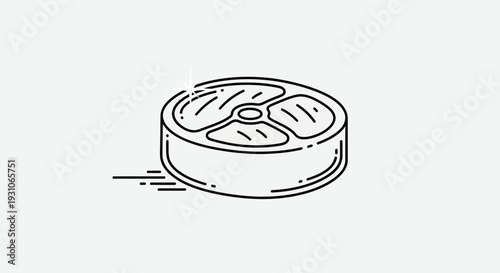 Stylized Raw Steak Icon: Minimalist Meat Cut Illustration on White Background