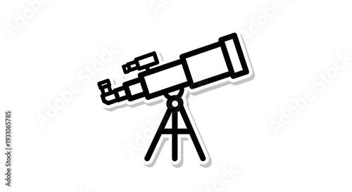 Telescope Icon on Tripod, Astronomy, Space Exploration, Scientific Discovery, Education