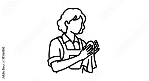 Woman Cleaning Hands with Cloth, Hygiene and Sanitation Concept