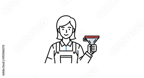 Woman holding a funnel, illustration of a professional or DIY task