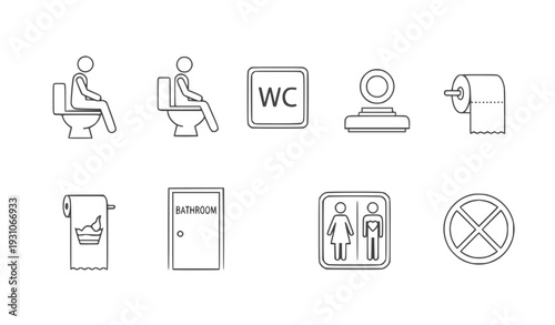 Bathroom icons set vector illustration flat design