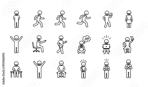 Human activities and emotions flat design vector illustration, scalable daily life actions and gestures set for infographics