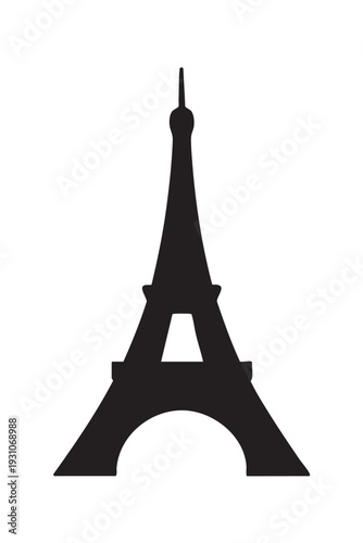 Minimalist Eiffel Tower black silhouette vector icon graphic