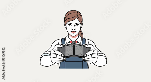 Woman holding VR headset, immersive virtual reality experience, futuristic technology