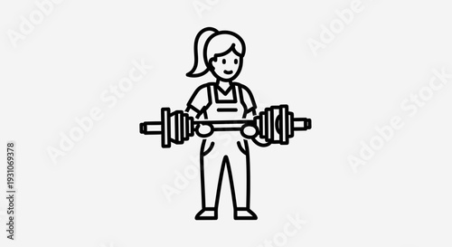 Woman Lifting Barbell, Fitness Icon, Gym Workout, Strength Training, Healthy Lifestyle