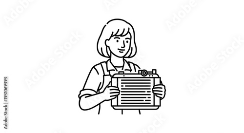 Woman Mechanic Holding Car Radiator, Automotive Repair Service