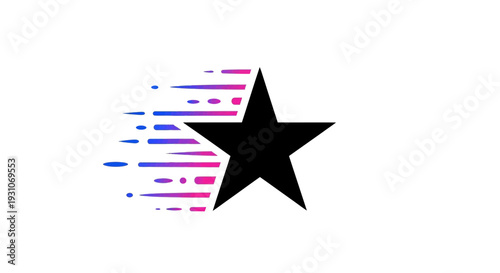 Dynamic star icon with vibrant speed trails representing swift progress and modern achievement