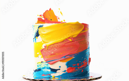 Artistic Buttercream Cake with Colorful Abstract Design