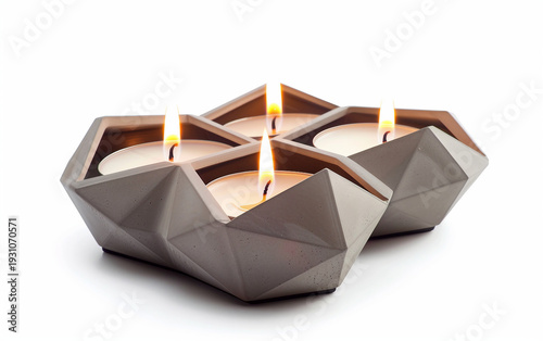 Minimalist Geometric Candle Stand Isolated on White