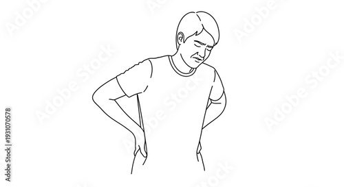 Man experiencing intense lower back pain and discomfort, holding his lumbar spine with a pained