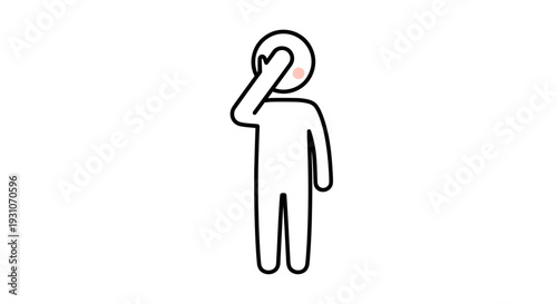 Minimalist stick figure icon depicting an embarrassed person covering their face with one hand and