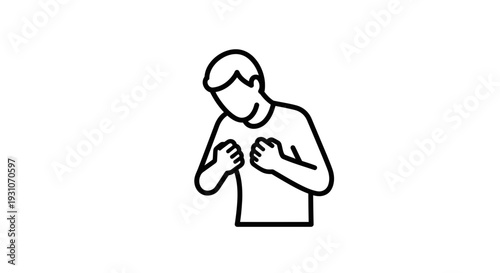 Minimalist line illustration of a person showing signs of internal discomfort or personal struggle