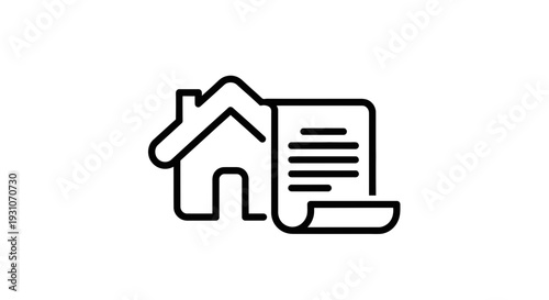 Outline icon symbolizing home property real estate document agreement and financial transactions